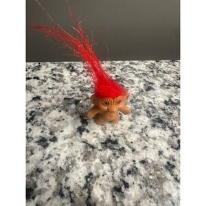 Vintage Troll Doll Keychain Red Hair Novelty Toy Charm Collectible